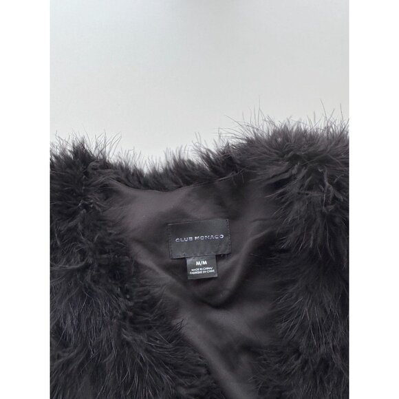 CLUB MONACO Violet Soot Black Genuine Feather Fur Vest, Size M - Picture 13 of 15